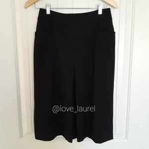 Chanel Wool Skirt With Pockets & Inverted Pleat Silk Lining Size 10
